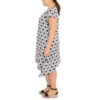 Larky Lark Plus Short Sleeve Geometric Fit + Flare Dress