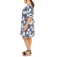 Larky Lark Plus Short Sleeve Floral Fit + Flare Dress