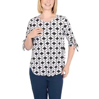 Larky Lark Womens Round Neck 3/4 Sleeve Tunic Top