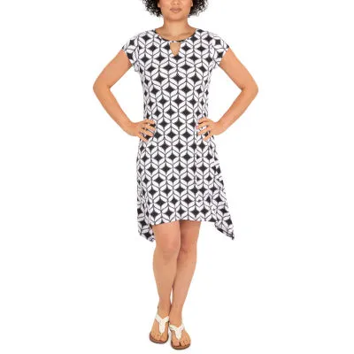 Larky Lark Womens Short Sleeve Geometric A-Line Dress