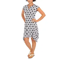 Larky Lark Womens Short Sleeve Geometric A-Line Dress