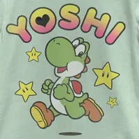 Little & Big Girls Yoshi Crew Neck Short Sleeve Super Mario Graphic T-Shirt