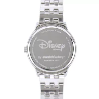 Disney Mickey/Minnie Mouse Womens Crystal-Accent Silver-Tone Bracelet Watch