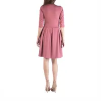 24/7 Comfort Apparel 3/4 Sleeve Fit And Flare Mini Dress