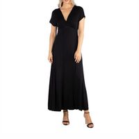 24/7 Comfort Apparel Short Sleeve V Neck Maxi Dress