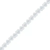 1/10 CT. T.W. Natural White Diamond Sterling Silver Heart 7.5 Inch Tennis Bracelet