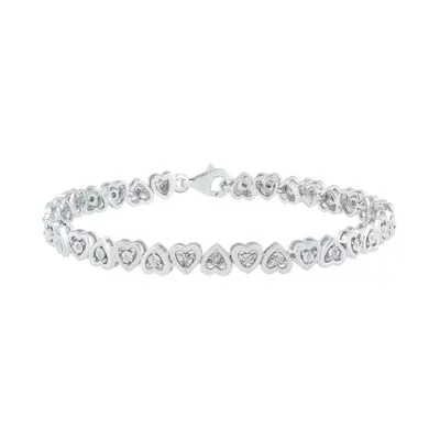 1/10 CT. T.W. Natural White Diamond Sterling Silver Heart 7.5 Inch Tennis Bracelet