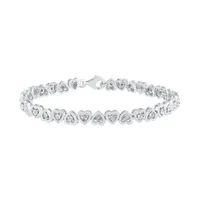 1/10 CT. T.W. Natural White Diamond Sterling Silver Heart 7.5 Inch Tennis Bracelet