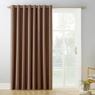 Sun Zero Evan Blackout Grommet Top Single Patio Door Curtain