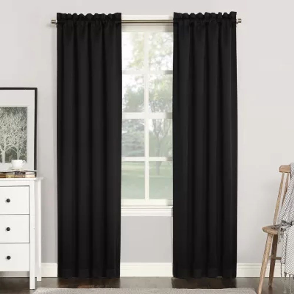 Sun Zero Evan Energy Saving Blackout Rod Pocket Single Curtain Panel