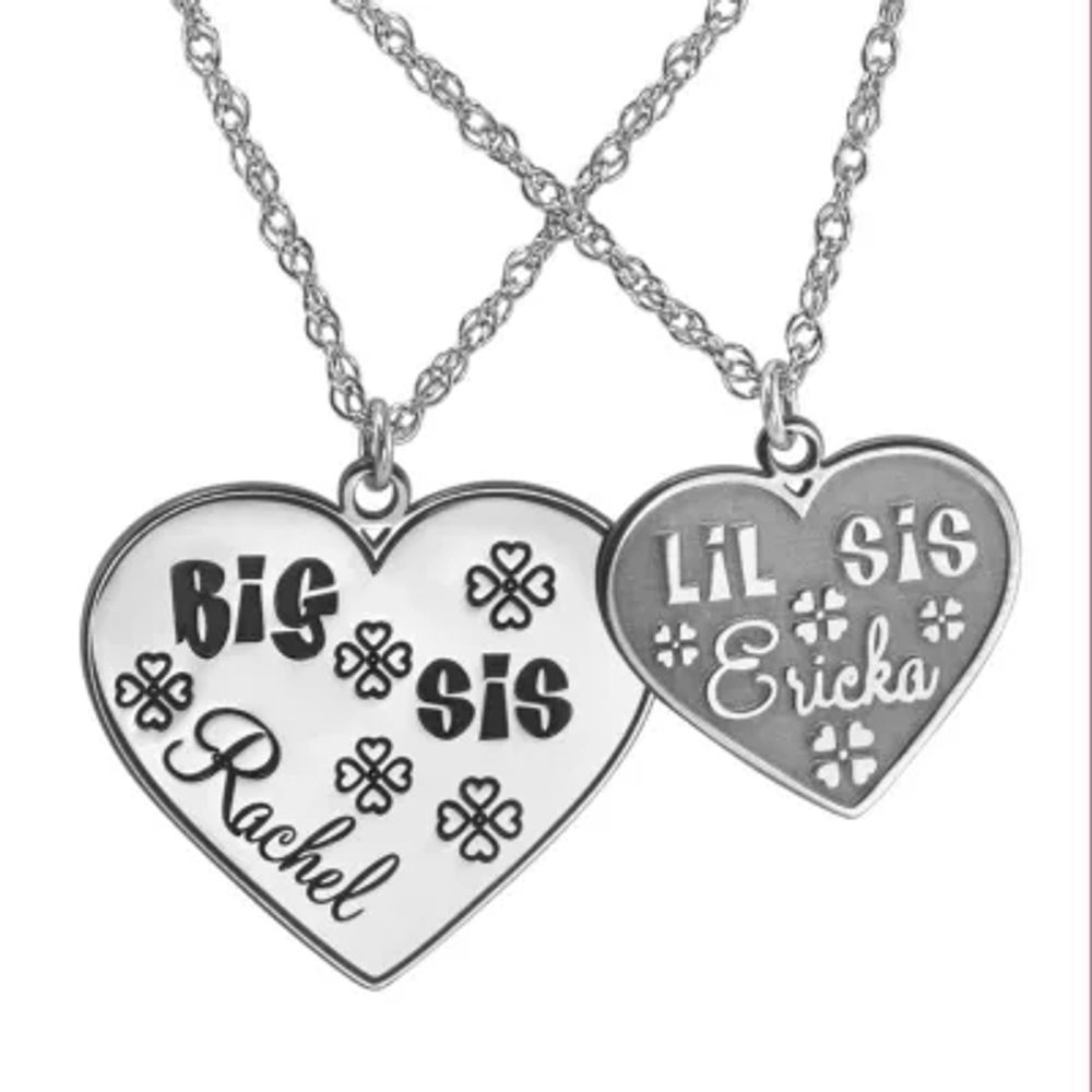 Personalized Big & Lil Sis 2-pc. Heart Name Pendant Necklace Set