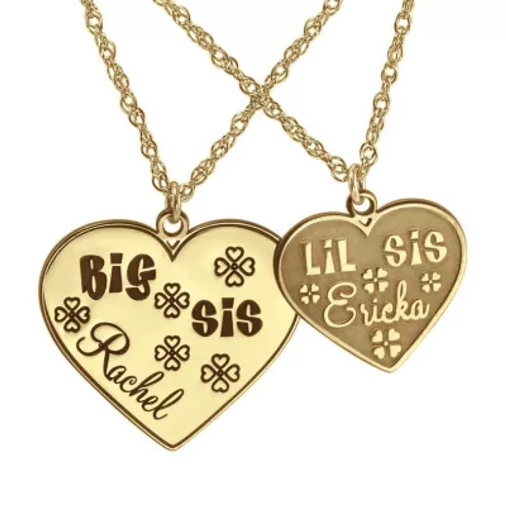 Personalized Big & Lil Sis 2-pc. Heart Name Pendant Necklace Set