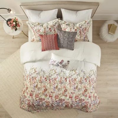 Madison Park Fiona Cotton Printed 7-pc. Floral Embroidered Comforter Set
