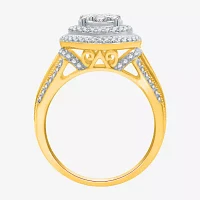 Diamond Blossom Womens 1/ CT. T.W. Natural 10K Gold Halo Cocktail Ring