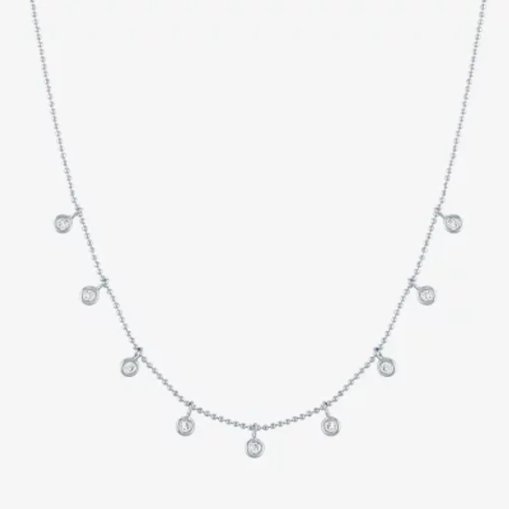 Diamond Addiction Bezel Drop (G-H / Si2-I1) Womens 1/4 CT. T.W. Lab Grown White 10K Gold Pendant Necklace