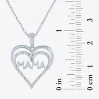 "Mama" Womens 1/10 CT. T.W. Mined White Diamond Sterling Silver Heart Pendant Necklace