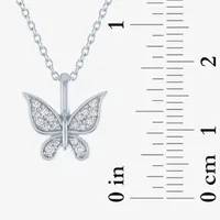 Womens 1/ CT. T.W. Mined White Diamond Sterling Silver Butterfly Pendant Necklace