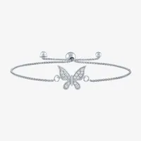 1/10 CT. T.W. Natural White Diamond Sterling Silver Butterfly Bolo Bracelet