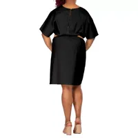 Poetic Justice Womens Short Sleeve A-Line Dress Plus