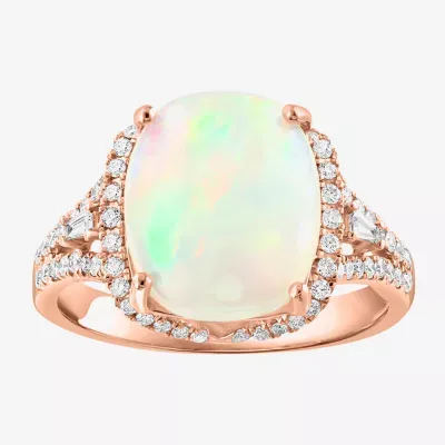 Effy Final Call Womens 3/8 CT. T.W. Genuine White Opal 14K Rose Gold Cocktail Ring