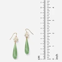 Genuine Green Jade 10K Gold Drop Earrings