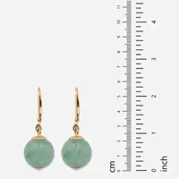 Genuine Green Jade 10K Gold Ball Drop Earrings