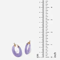 Genuine Purple Jade 14K Gold 29mm Hoop Earrings