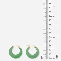 Genuine Green Jade 14K Gold Over Silver 31mm Hoop Earrings