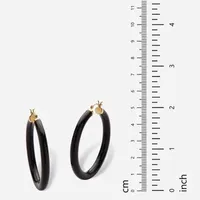 Genuine Black Jade 14K Gold 45mm Hoop Earrings