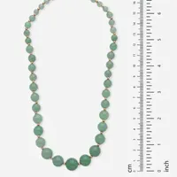 Womens Genuine Green Jade 10K Gold Beaded Necklace