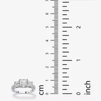 Womens Lab Created White Sapphire Platinum Over Silver Cocktail Ring