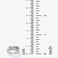 2.5MM 1/10 CT. T.W. Natural White Diamond Platinum Over Silver Band