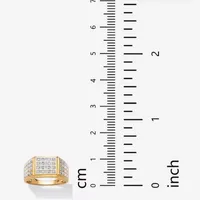 Mens 1/ CT. T.W. Natural White Diamond 18K Gold Over Silver Fashion Ring