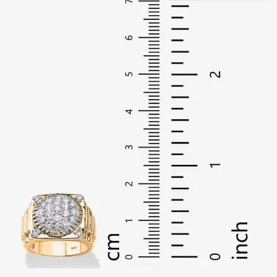 DiamonArt® Mens 1 /8 CT. T.W. White Cubic Zirconia 14K Gold Over Silver Fashion Ring