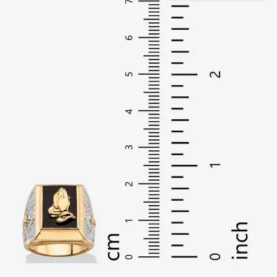 Mens Genuine Black Onyx 14K Gold Over Brass Fashion Ring