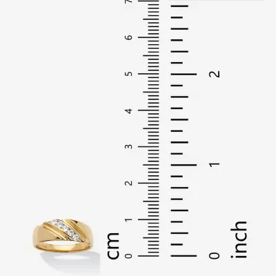 DiamonArt® 2MM 1/ CT. T.W. White Cubic Zirconia 18K Gold Over Silver Band