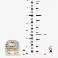 DiamonArt® Mens 3 CT. T.W. White Cubic Zirconia 14K Gold Over Silver Square Fashion Ring