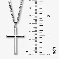 Mens Sterling Silver Cross Pendant Necklace