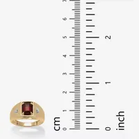 Mens Genuine Red Garnet 10K Gold Fashion Ring