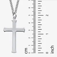 Mens Sterling Silver Cross Pendant Necklace