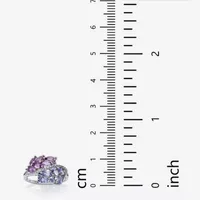 Womens Genuine Purple Amethyst Platinum Over Silver Cocktail Ring