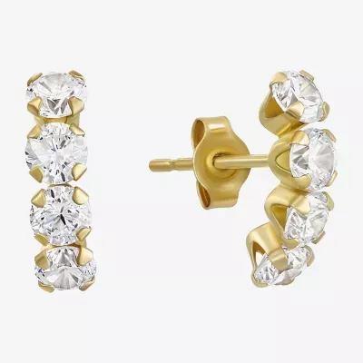 Womens Cubic Zirconia 10K Gold Drop Earrings