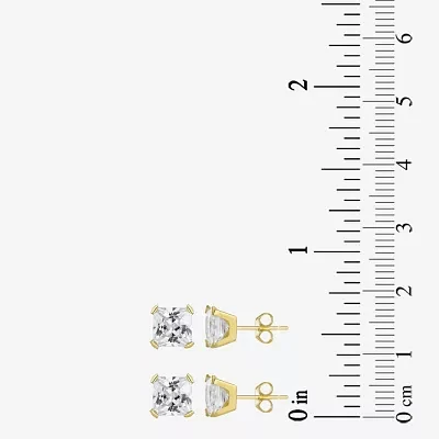 10k Gold 6mm Princess-Cut Cubic Zirconia Stud Earrings