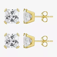 10k Gold 6mm Princess-Cut Cubic Zirconia Stud Earrings