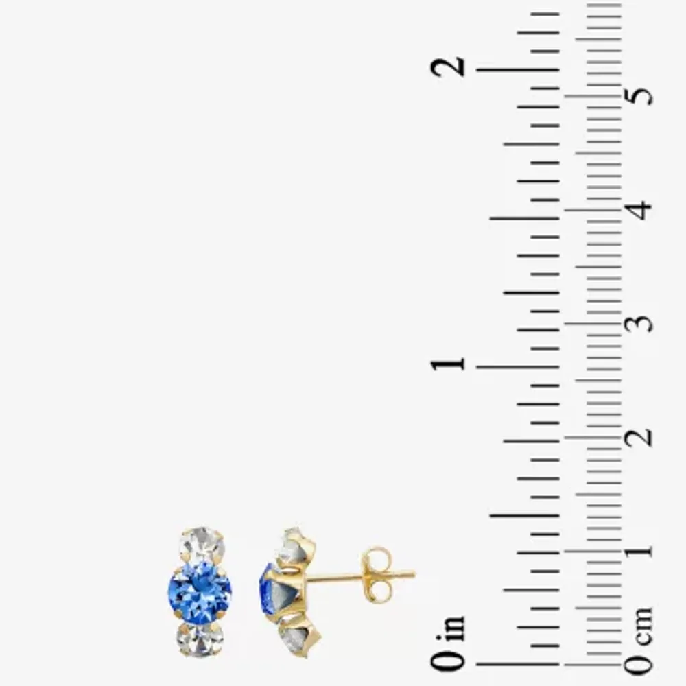 Blue Crystal 10K Gold 9mm Stud Earrings