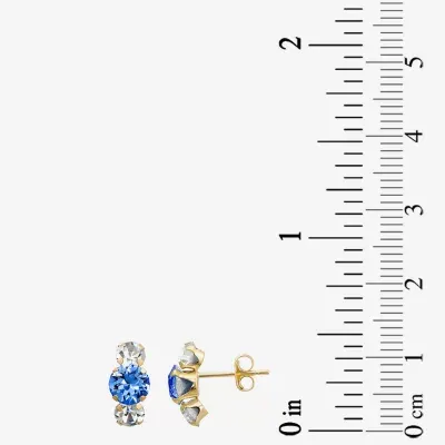 Blue Crystal 10K Gold 9mm Stud Earrings