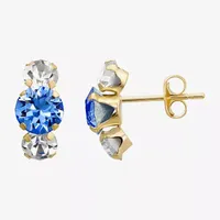 Blue Crystal 10K Gold 9mm Stud Earrings
