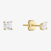 White Cubic Zirconia 14K Gold 3mm Stud Earrings