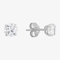 White Cubic Zirconia 14K White Gold 4mm Stud Earrings