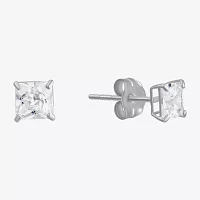 White Cubic Zirconia 14K White Gold 4mm Stud Earrings